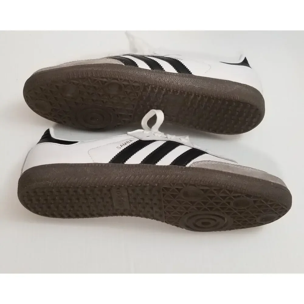 adidas Samba OG Shoes Mens 8 White Black Gum B75806 Lifestyle Street Casual EUC